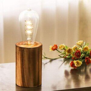 Battery Operated Table Lamp Wood Night Light Decorative Table Light for Bedroom